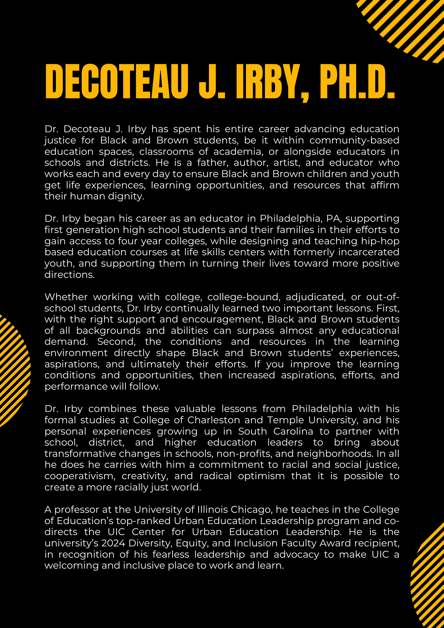 Decoteau Irby - Long Bio