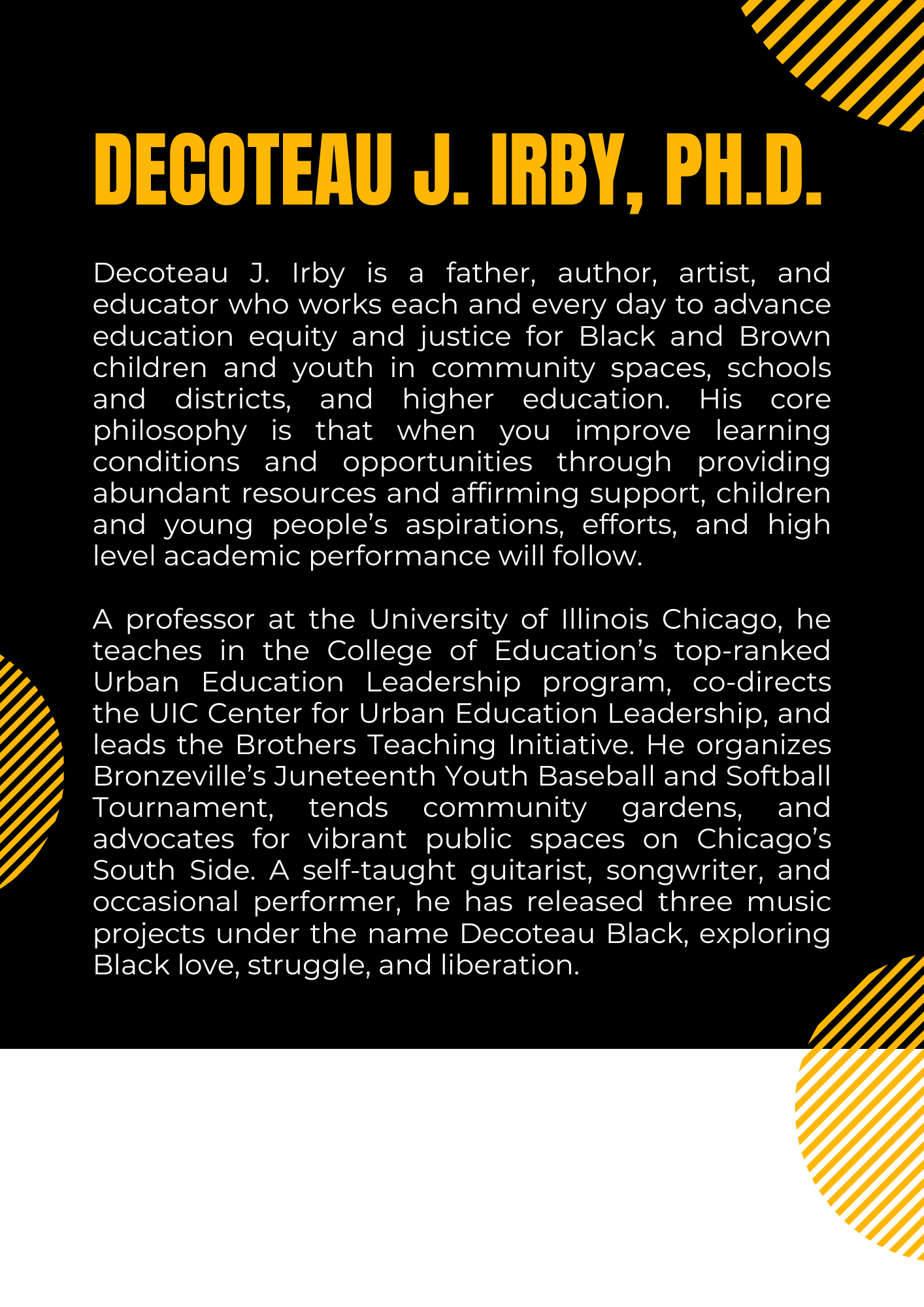 Decoteau Irby - Short Bio 2025